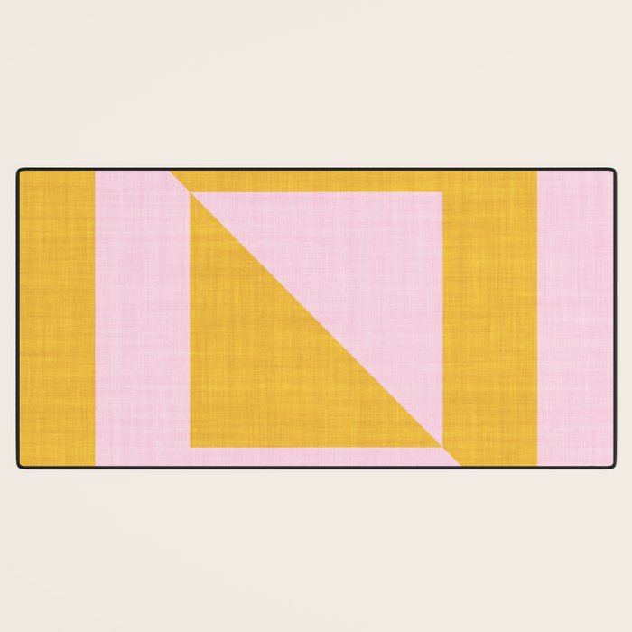 bold minimal greek geometry PInk Yellow Desk Mat Gallery Image 3
