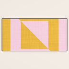 bold minimal greek geometry PInk Yellow Desk Mat Gallery Image 3