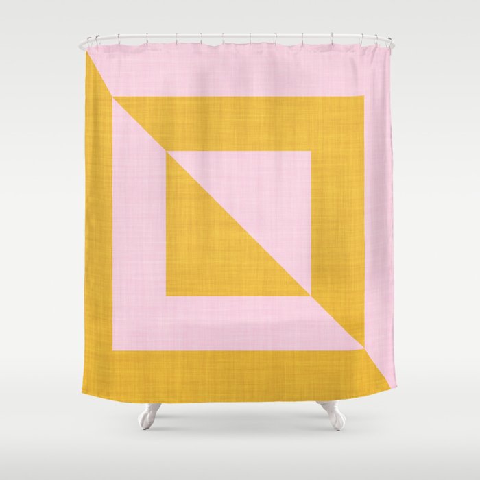bold minimal greek geometry PInk Yellow Shower Curtain Gallery Image 1