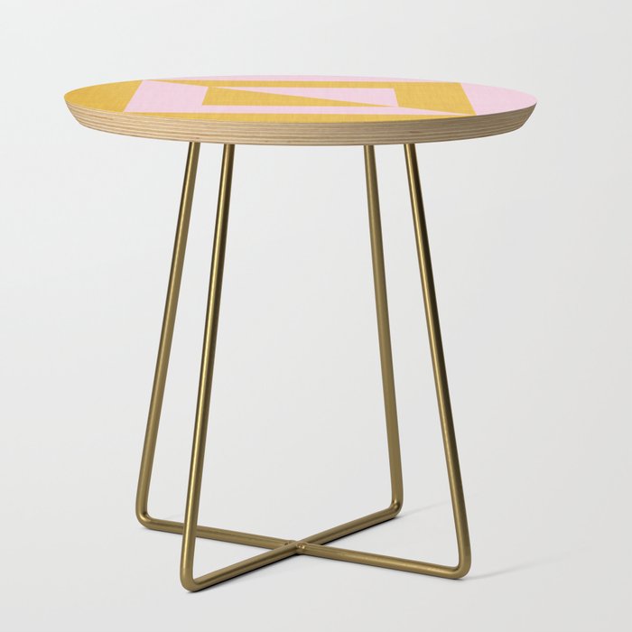 bold minimal greek geometry PInk Yellow Side Table Gallery Image 1
