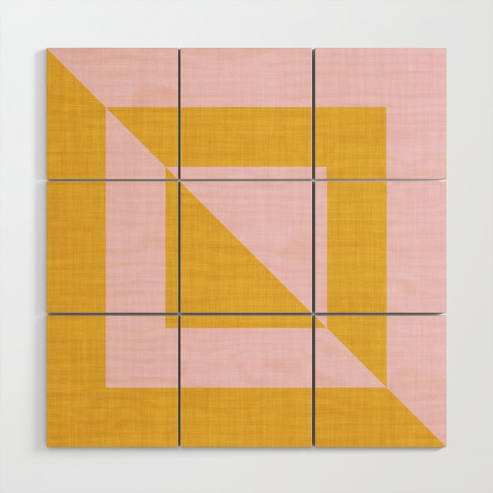 bold minimal greek geometry PInk Yellow Wood Wall Art Gallery Image 1