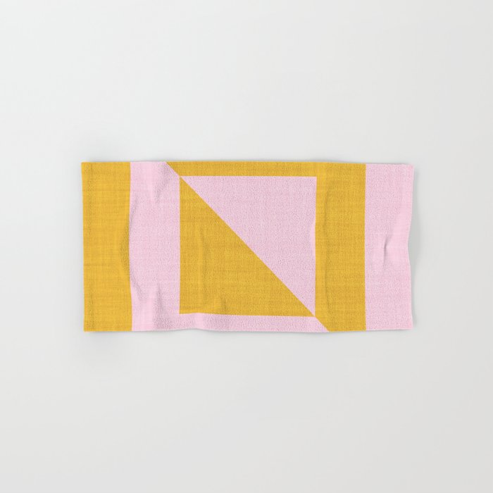 bold minimal greek geometry PInk Yellow Bath Towel Gallery Image 1