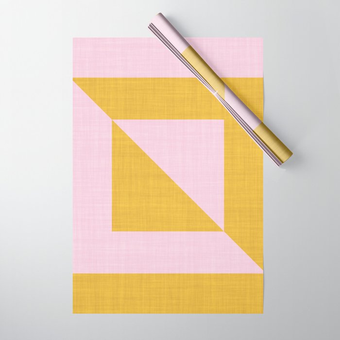 bold minimal greek geometry PInk Yellow Wrapping Paper Gallery Image 1