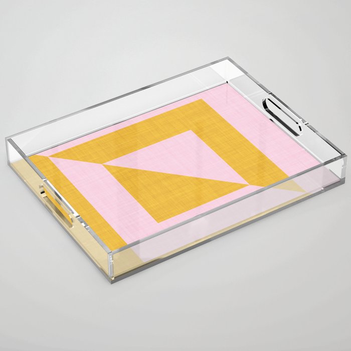 bold minimal greek geometry PInk Yellow Acrylic Tray Gallery Image 1