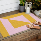 bold minimal greek geometry PInk Yellow Outdoor Rug Gallery Image 2