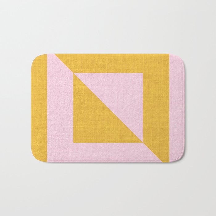 bold minimal greek geometry PInk Yellow Bath Mat Gallery Image 1