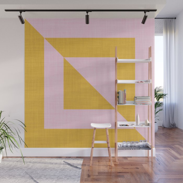 bold minimal greek geometry PInk Yellow Wall Mural Gallery Image 1