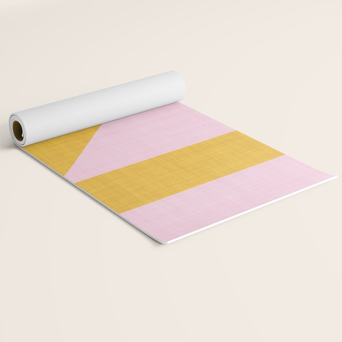 bold minimal greek geometry PInk Yellow Yoga Mat Gallery Image 2