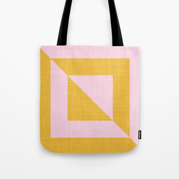 bold minimal greek geometry PInk Yellow Tote Bag Gallery Image 1