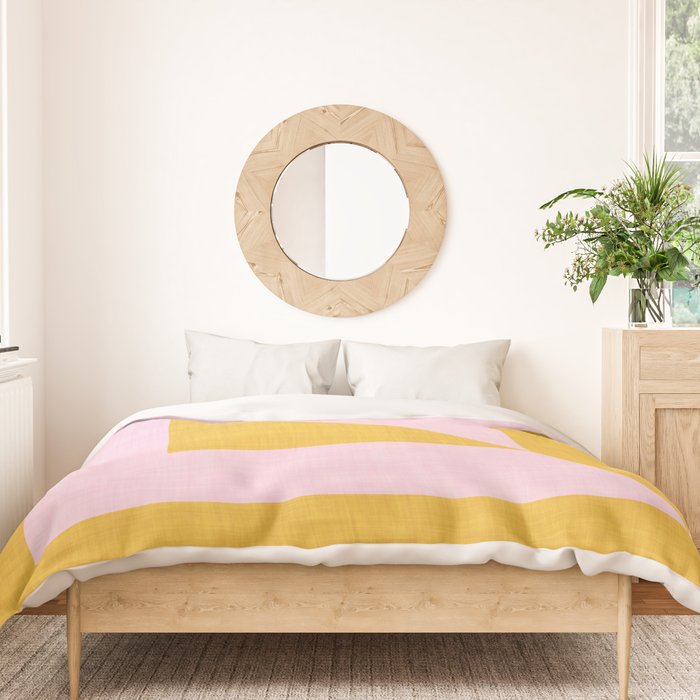 bold minimal greek geometry PInk Yellow Duvet Cover Gallery Image 3