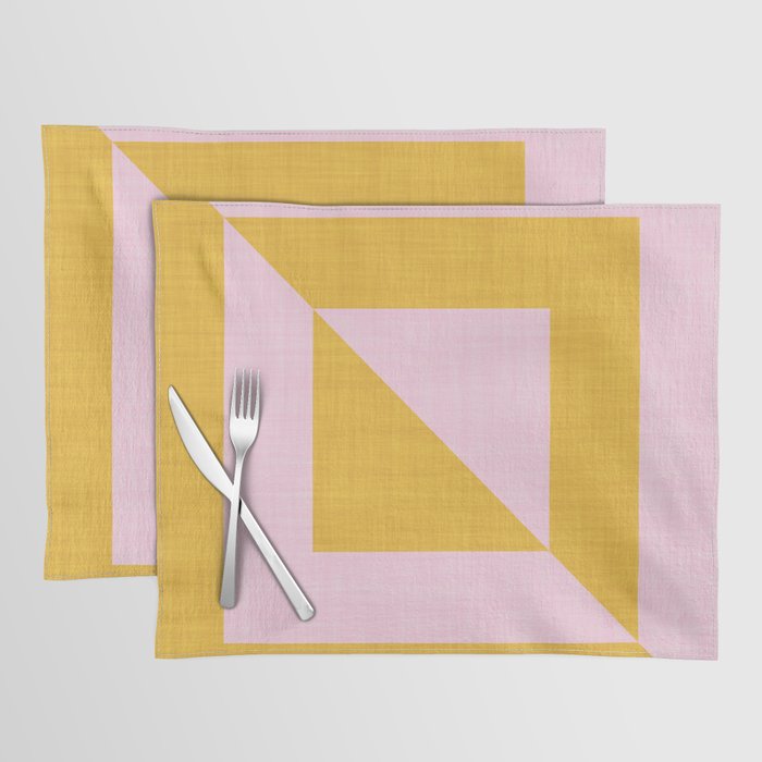 bold minimal greek geometry PInk Yellow Placemat Gallery Image 1
