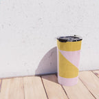 bold minimal greek geometry PInk Yellow Travel Mug Gallery Image 4