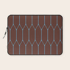 Minimalist Geometric Long Honeycomb Pattern in Dark Brown and Light Blue Laptop Sleeve Gallery Image 1