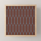 Minimalist Geometric Long Honeycomb Pattern in Dark Brown and Light Blue Mini Art Print Gallery Image 1