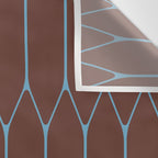 Minimalist Geometric Long Honeycomb Pattern in Dark Brown and Light Blue Wall Tapestry Gallery Image 3