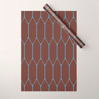 Minimalist Geometric Long Honeycomb Pattern in Dark Brown and Light Blue Wrapping Paper Gallery Image 1