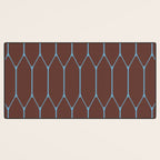 Minimalist Geometric Long Honeycomb Pattern in Dark Brown and Light Blue Desk Mat Gallery Image 3