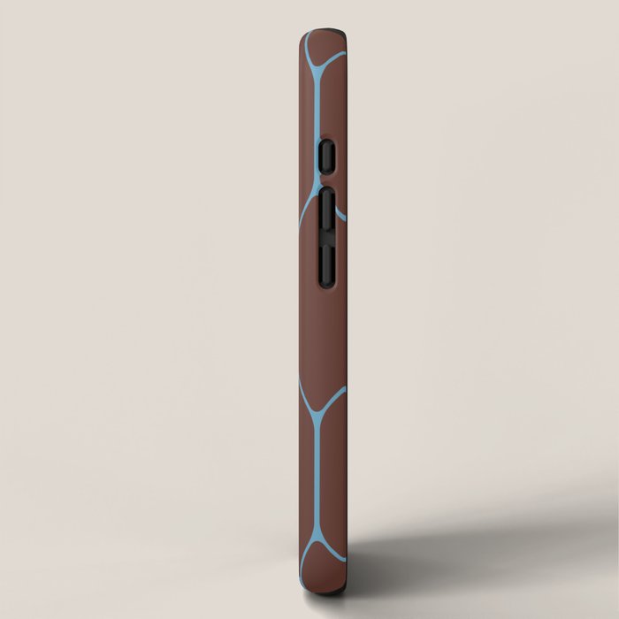 Minimalist Geometric Long Honeycomb Pattern in Dark Brown and Light Blue iPhone Case Gallery Image 2
