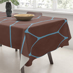 Minimalist Geometric Long Honeycomb Pattern in Dark Brown and Light Blue Tablecloth Gallery Image 3