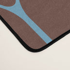 Minimalist Geometric Long Honeycomb Pattern in Dark Brown and Light Blue Desk Mat Gallery Image 4