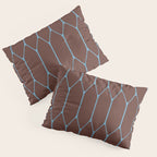 Minimalist Geometric Long Honeycomb Pattern in Dark Brown and Light Blue Pillow Sham Gallery Image 3