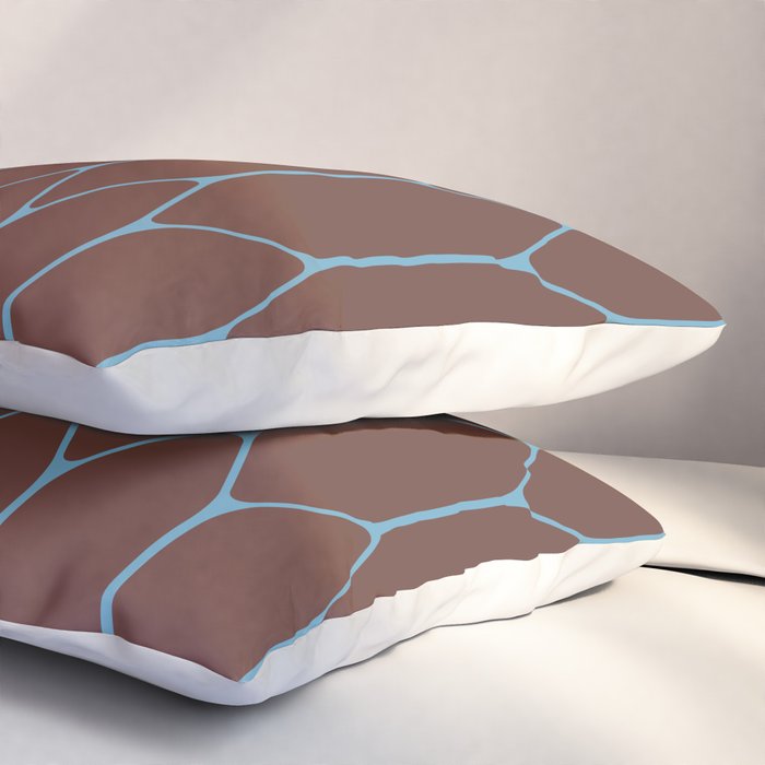 Minimalist Geometric Long Honeycomb Pattern in Dark Brown and Light Blue Pillow Sham Gallery Image 3