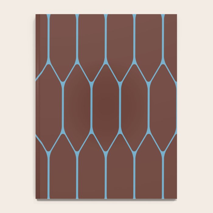 Minimalist Geometric Long Honeycomb Pattern in Dark Brown and Light Blue Notebook Gallery Image 4