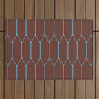 Minimalist Geometric Long Honeycomb Pattern in Dark Brown and Light Blue Outdoor Rug Gallery Image 1