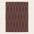Minimalist Geometric Long Honeycomb Pattern in Dark Brown and Light Blue Poster Gallery Image 4