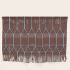 Minimalist Geometric Long Honeycomb Pattern in Dark Brown and Light Blue Wall Hanging Gallery Image 1