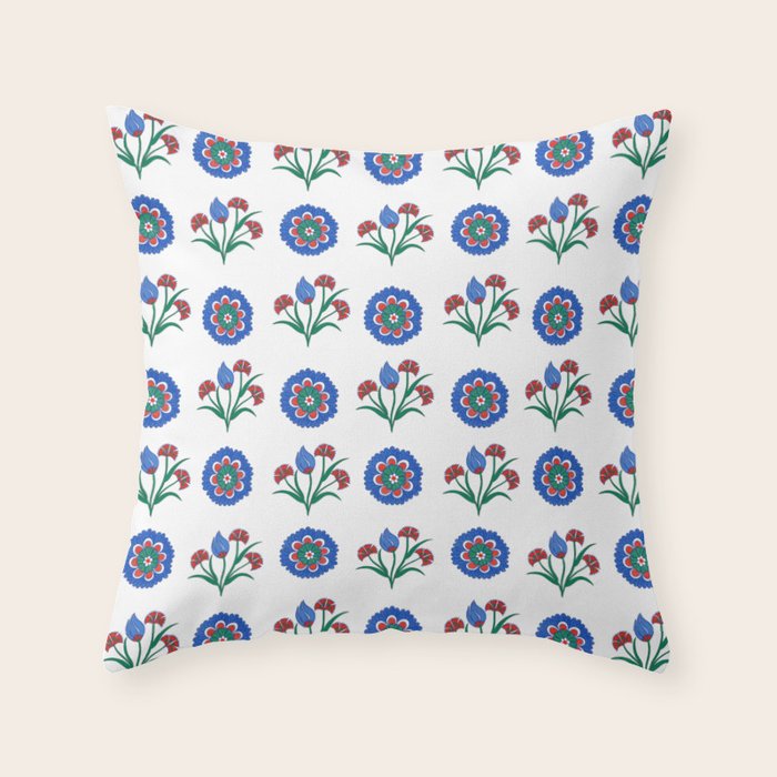 Iznik Motif  Throw Pillow Gallery Image 1