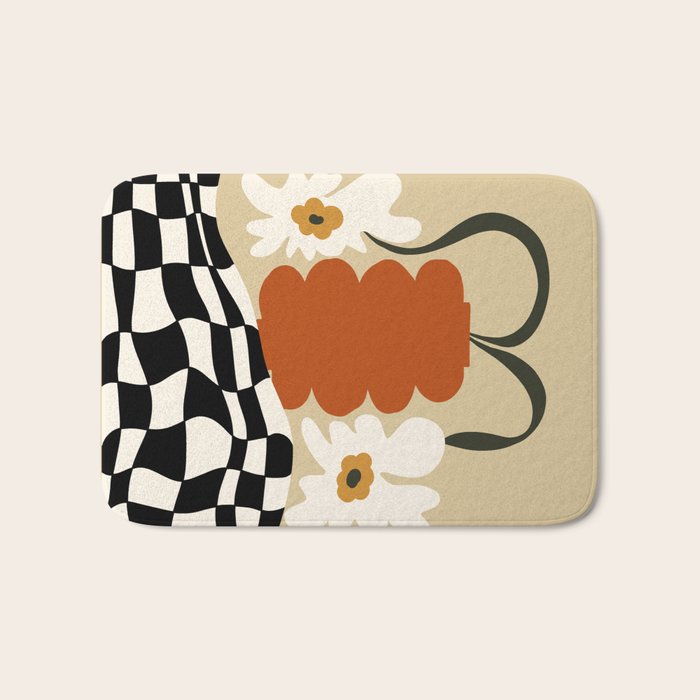 Vintage matisse floral check  Bath Mat Gallery Image 1