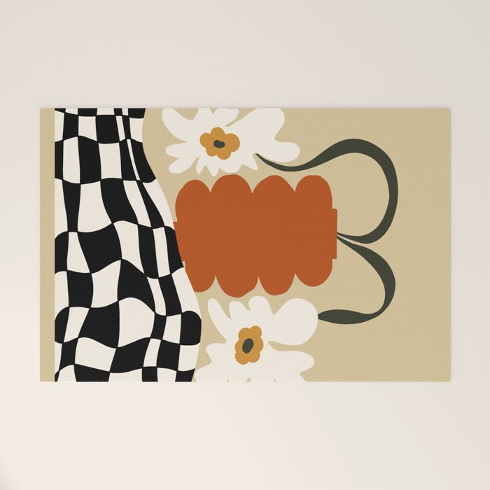 Vintage matisse floral check  Welcome Mat Gallery Image 1