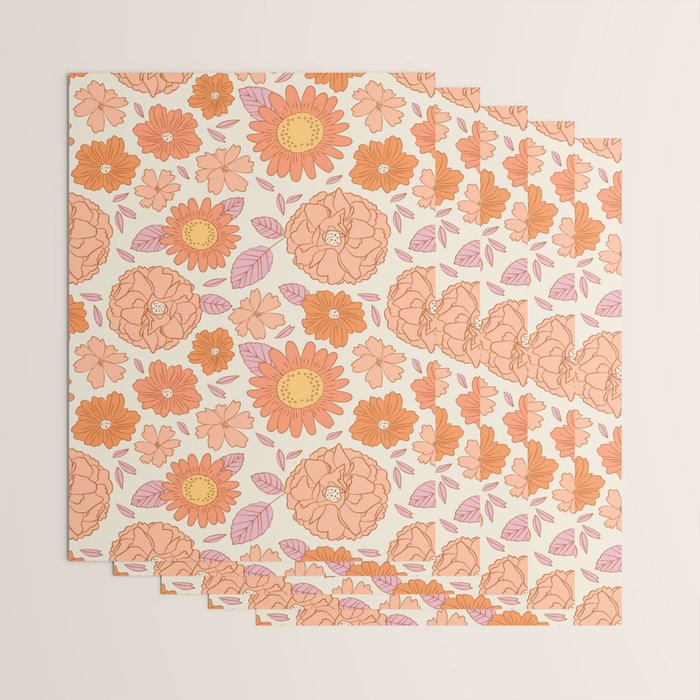 Vintage hand drawn flower art pattern Wrapping Paper Gallery Image 3