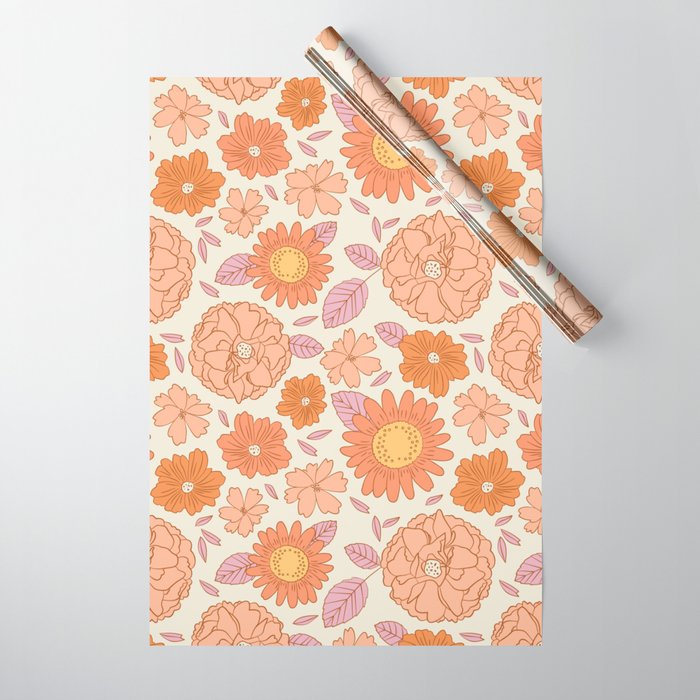 Vintage hand drawn flower art pattern Wrapping Paper Gallery Image 1