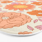 Vintage hand drawn flower art pattern Bath Mat Gallery Image 3