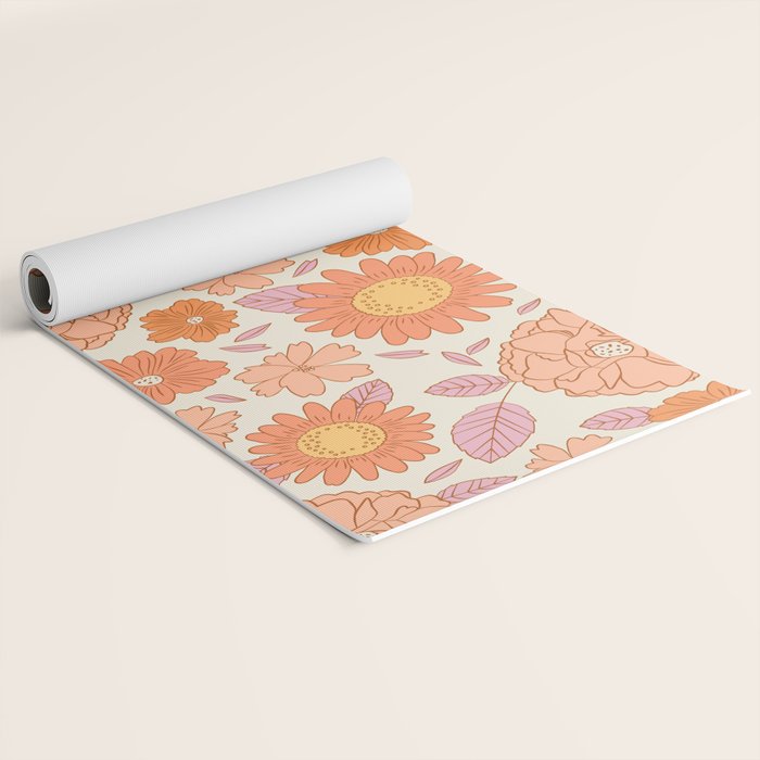 Vintage hand drawn flower art pattern Yoga Mat Gallery Image 2