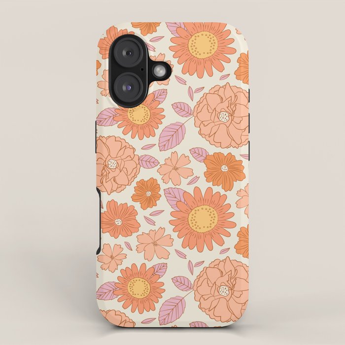 Vintage hand drawn flower art pattern iPhone Case Gallery Image 1