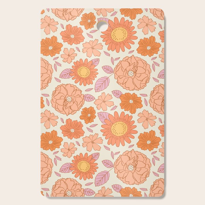 Vintage hand drawn flower art pattern Cutting Board Gallery Image 1