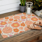 Vintage hand drawn flower art pattern Outdoor Rug Gallery Image 2
