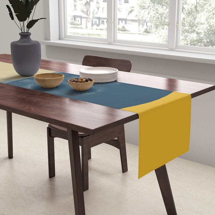 Rise of the Sun - Yellow, Blue, Geometric Art Table Runner Gallery Image 2