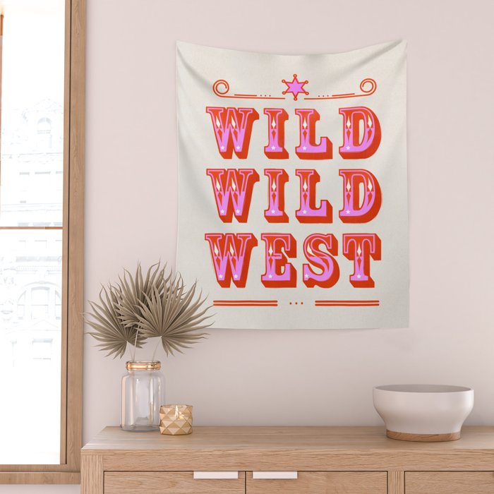 Wild Wild West Cowboy Typography Wall Tapestry Gallery Image 2