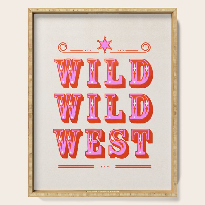 Wild Wild West Cowboy Typography Serving Tray Gallery Image 1