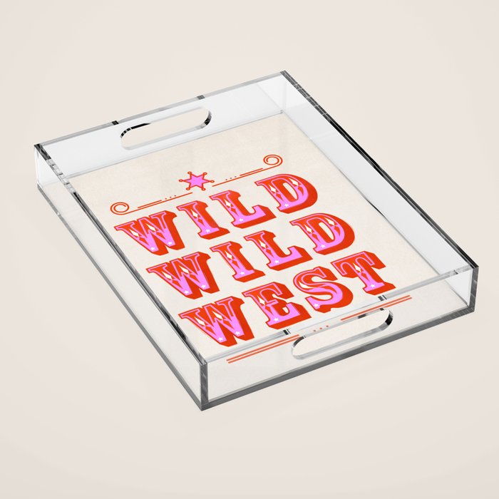 Wild Wild West Cowboy Typography Acrylic Tray Gallery Image 1