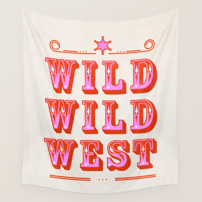 Wild Wild West Cowboy Typography Wall Tapestry Gallery Image 4