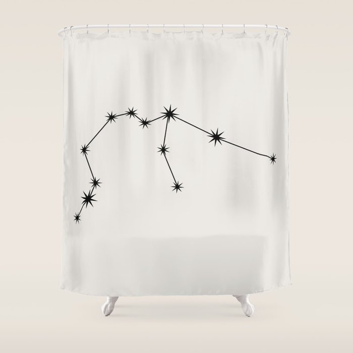 Aquarius Zodiac Star Constellation Line Art White Shower Curtain Gallery Image 1