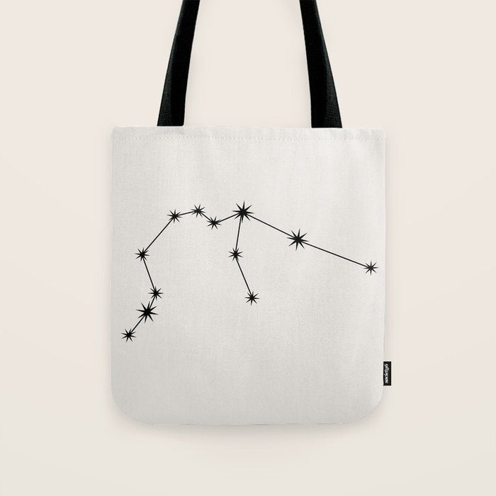 Aquarius Zodiac Star Constellation Line Art White Tote Bag Gallery Image 1