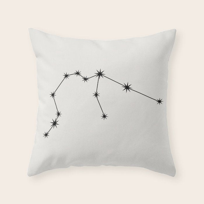 Aquarius Zodiac Star Constellation Line Art White Throw Pillow Gallery Image 6