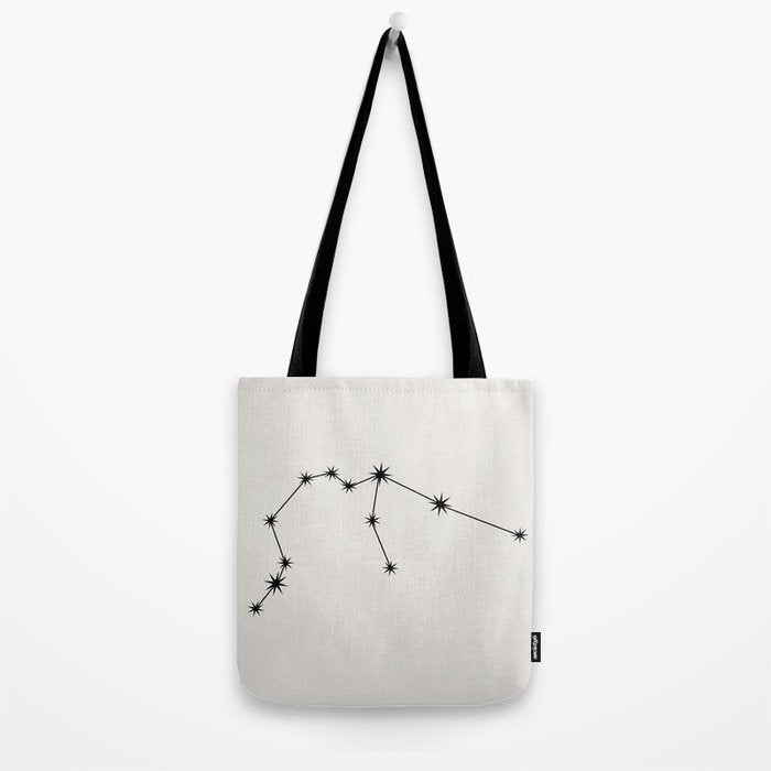 Aquarius Zodiac Star Constellation Line Art White Tote Bag Gallery Image 2