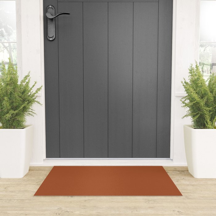 Clay Solid Deep Rich Rust Terracotta Colour Welcome Mat Gallery Image 3